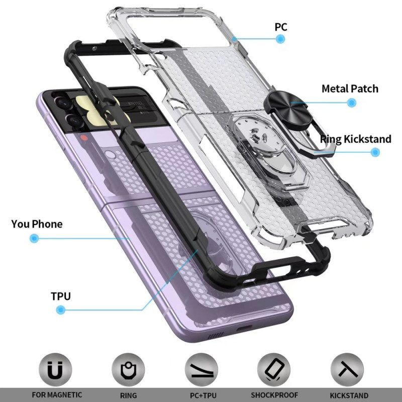 Hoesje voor Samsung Galaxy Z Flip 4 Folio-hoesje Honingraat Met Ringsteun