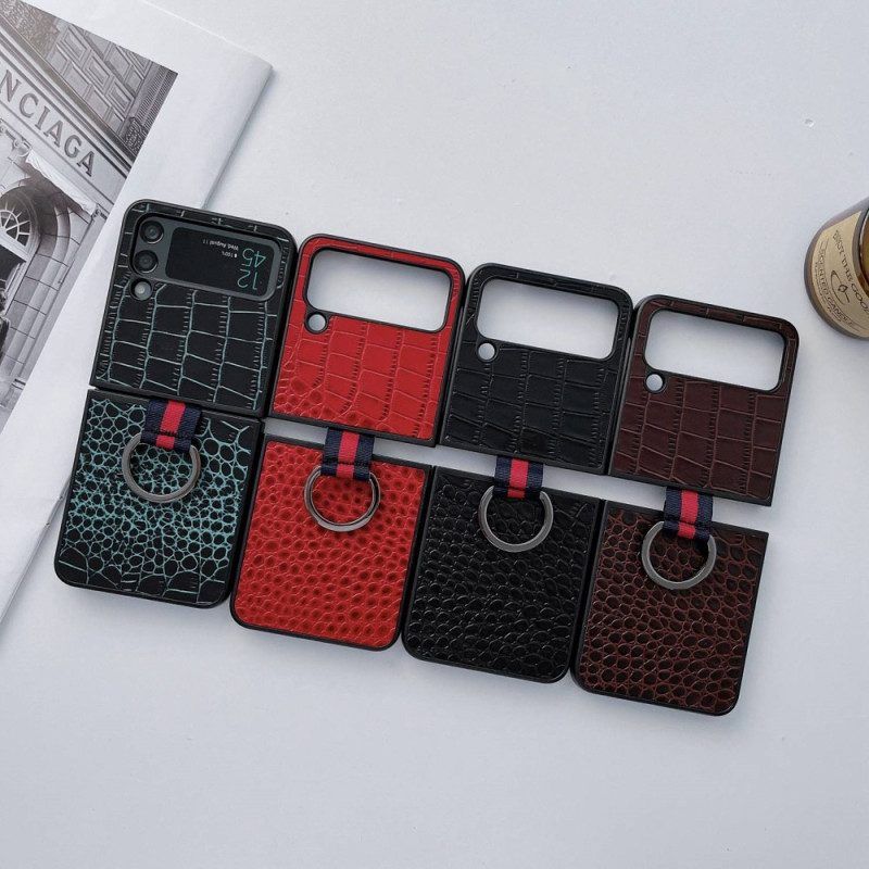 Hoesje voor Samsung Galaxy Z Flip 4 Folio-hoesje Krokodil En Ringstijl