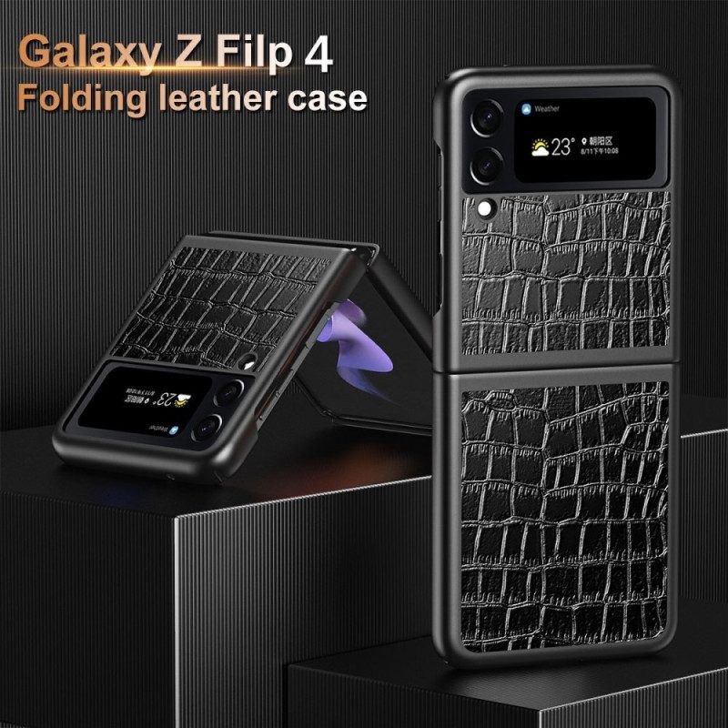 Hoesje voor Samsung Galaxy Z Flip 4 Folio-hoesje Krokodillenhuidstijl