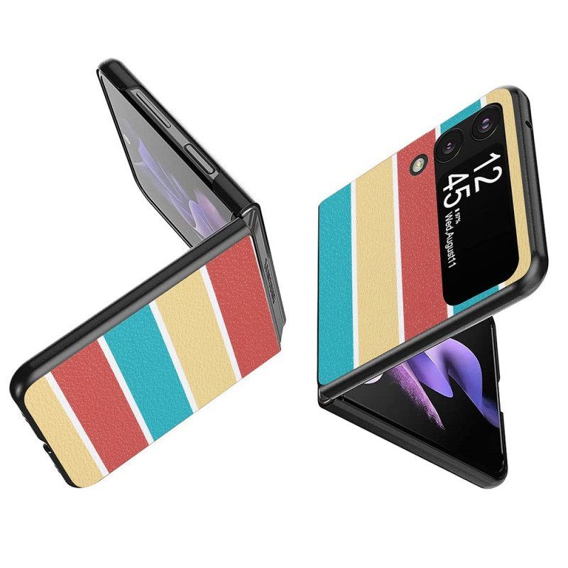 Hoesje voor Samsung Galaxy Z Flip 4 Folio-hoesje Lijnen Van Kunstleer