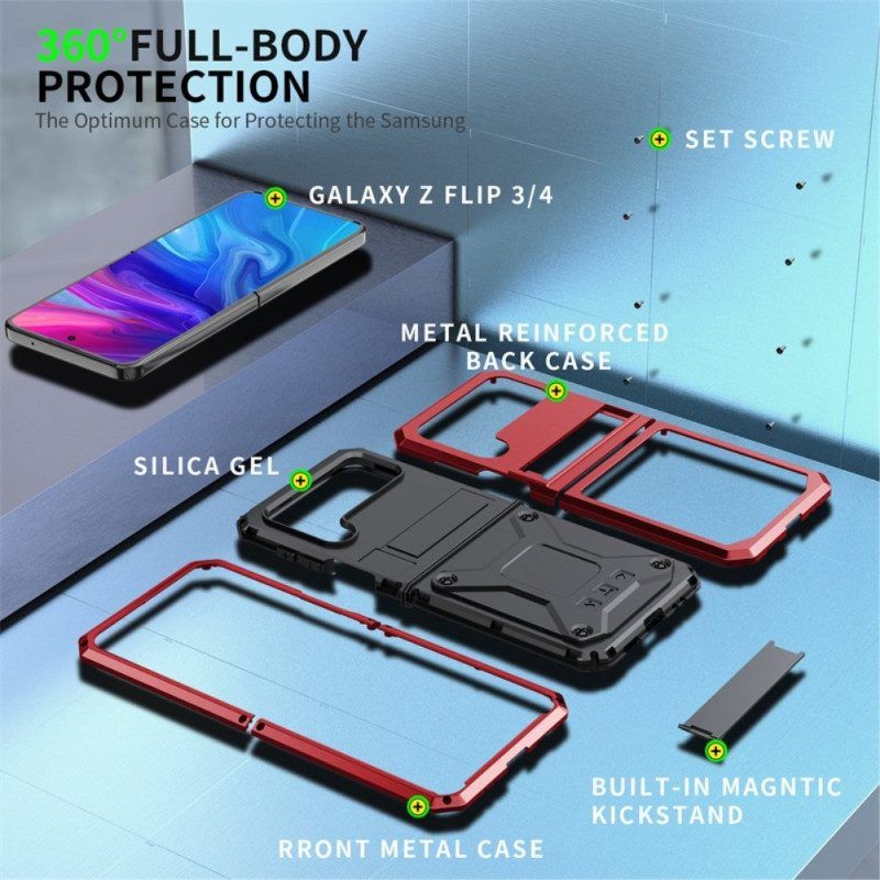 Hoesje voor Samsung Galaxy Z Flip 4 Folio-hoesje Metalen En Handsfree Ondersteuning