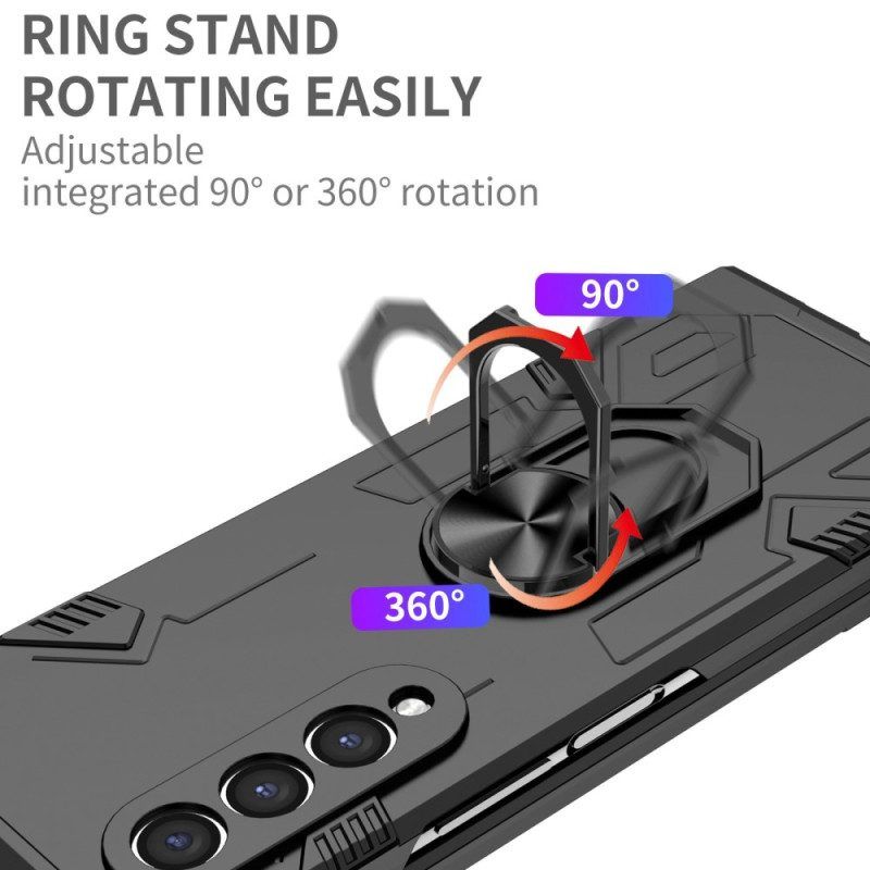 Hoesje voor Samsung Galaxy Z Fold 4 Bi-materiaal En Roterende Ring