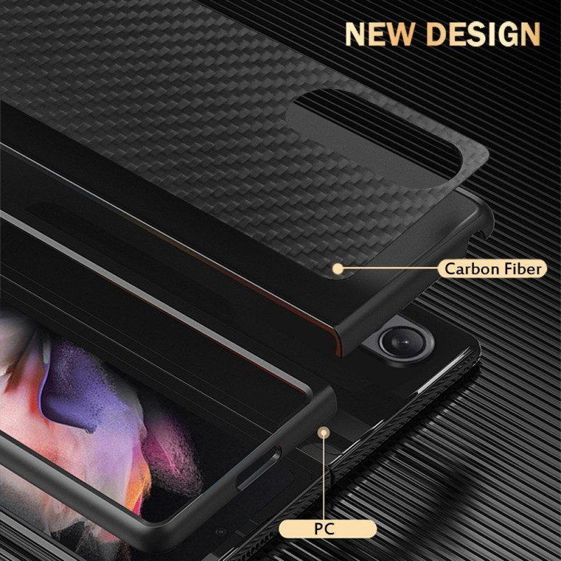 Hoesje voor Samsung Galaxy Z Fold 4 Koolstofvezel En Microvezel