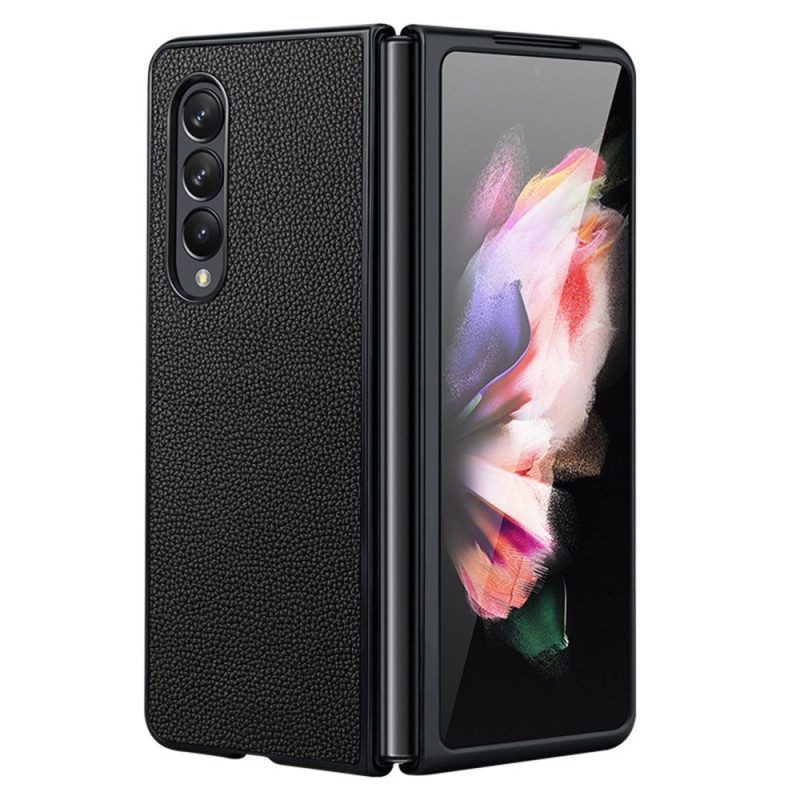 Hoesje voor Samsung Galaxy Z Fold 4 Litchi Echt Leer