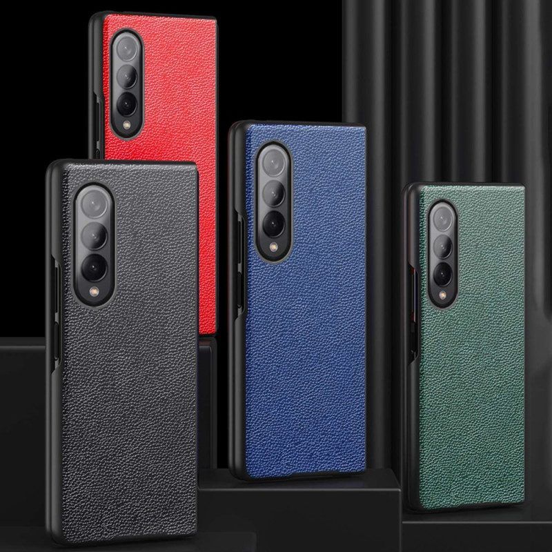 Hoesje voor Samsung Galaxy Z Fold 4 Lychee Gecoat Kunstleer