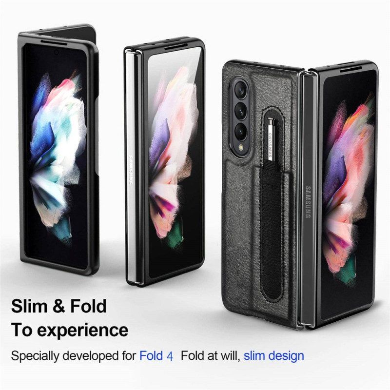 Hoesje voor Samsung Galaxy Z Fold 4 Stylus Van Kunstleer