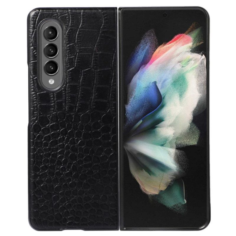 Hoesje voor Samsung Galaxy Z Fold 4 Trendy Echt Leer Met Krokodileffect