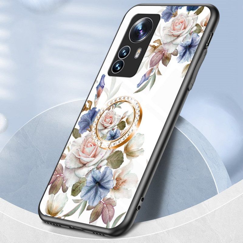 Hoesje voor Xiaomi 12 / 12X Gehard Glas Met Bloemenring