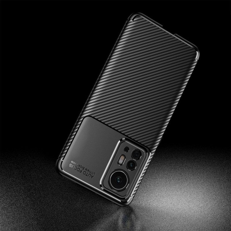 Hoesje voor Xiaomi 12 Pro Flexibele Koolstofvezeltextuur