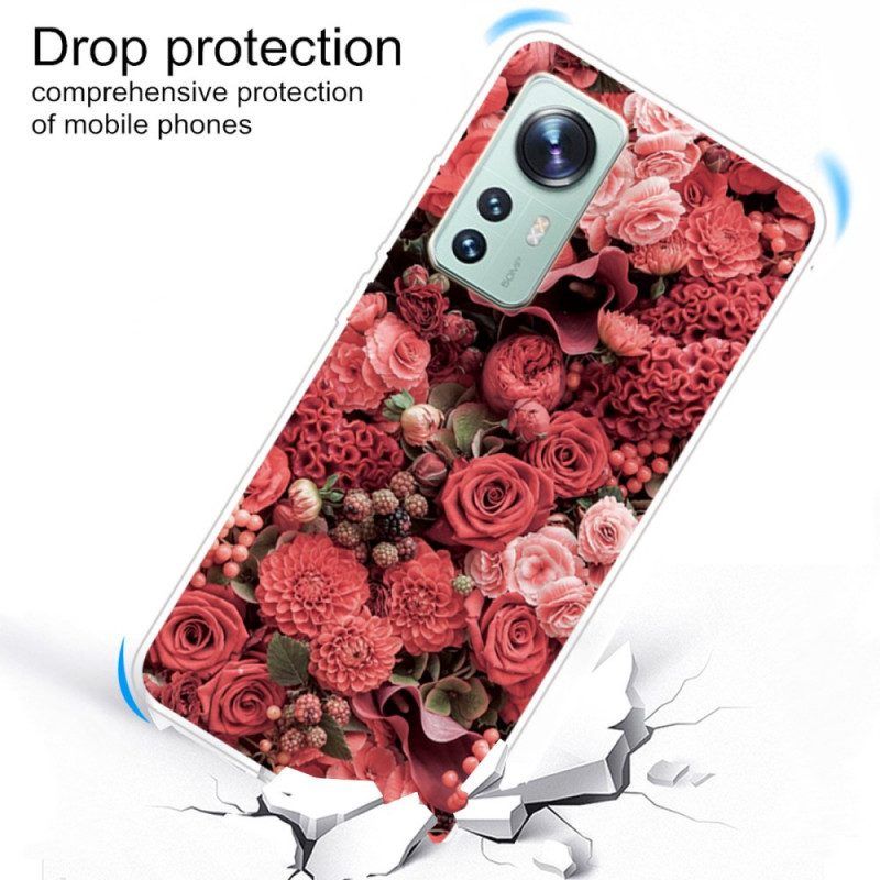 Hoesje voor Xiaomi 12 Pro Siliconen Bloemenvariatie