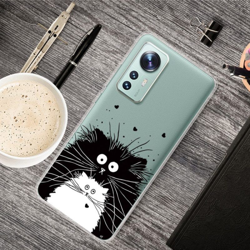 Hoesje voor Xiaomi 12 Pro Siliconen Zwart-witte Katten