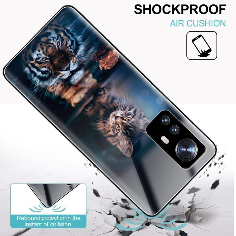 Hoesje voor Xiaomi 12 Pro Watchful Cat Gehard Glas