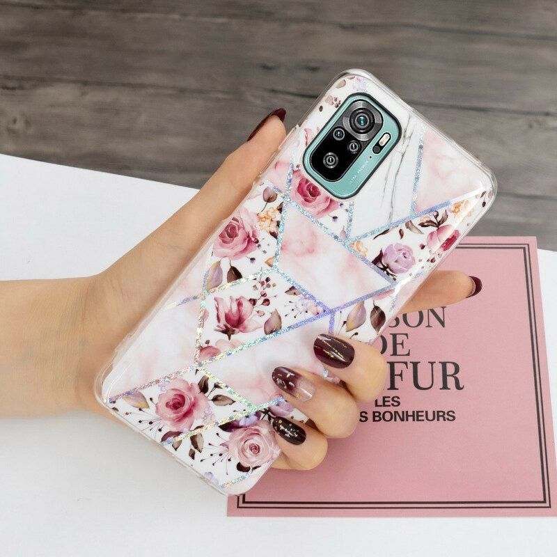 Hoesje voor Xiaomi Redmi Note 10 / 10S Gemarmerde Bloemen