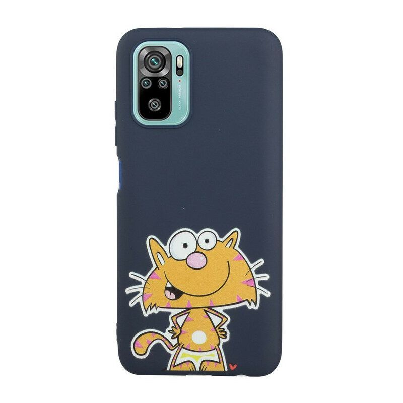 Hoesje voor Xiaomi Redmi Note 10 / 10S Kat Met Lanyard Kiss