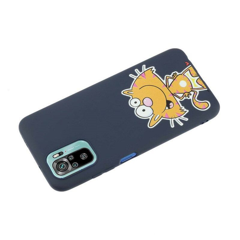 Hoesje voor Xiaomi Redmi Note 10 / 10S Kat Met Lanyard Kiss