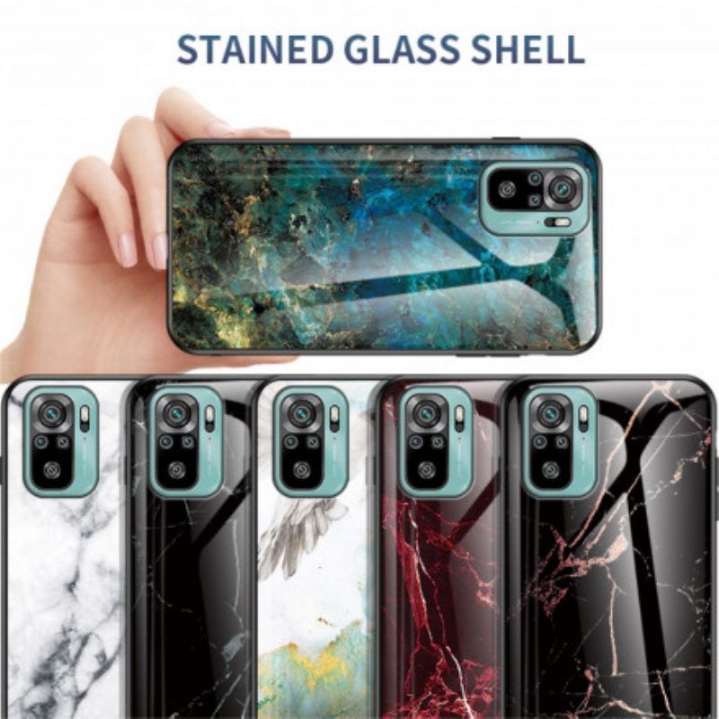 Hoesje voor Xiaomi Redmi Note 10 / 10S Marmeren Kleuren Gehard Glas