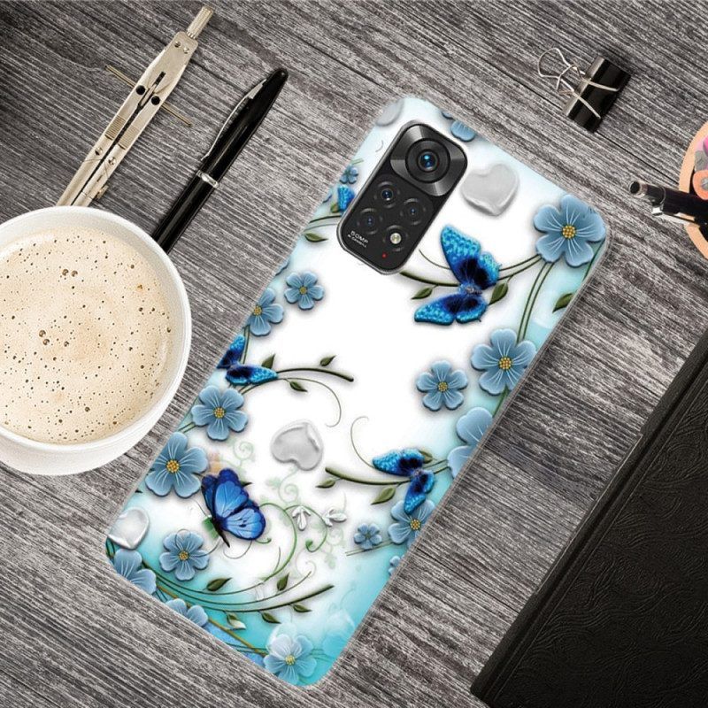 Hoesje voor Xiaomi Redmi Note 11 / 11S Naadloze Retro Vlinders En Bloemen