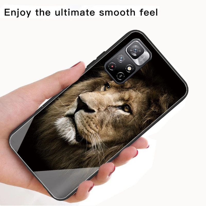 Hoesje voor Xiaomi Redmi Note 11 Pro Plus 5G Leeuwenkop Van Gehard Glas