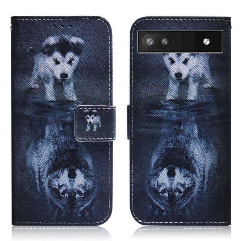 Leren Hoesje voor Google Pixel 6A Puppy-droom