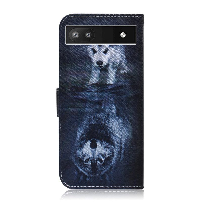 Leren Hoesje voor Google Pixel 6A Puppy-droom