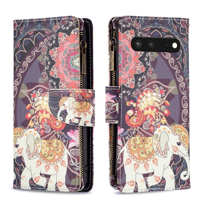 Leren Hoesje voor Google Pixel 7 Portemonnee Leren Olifant Portemonnee