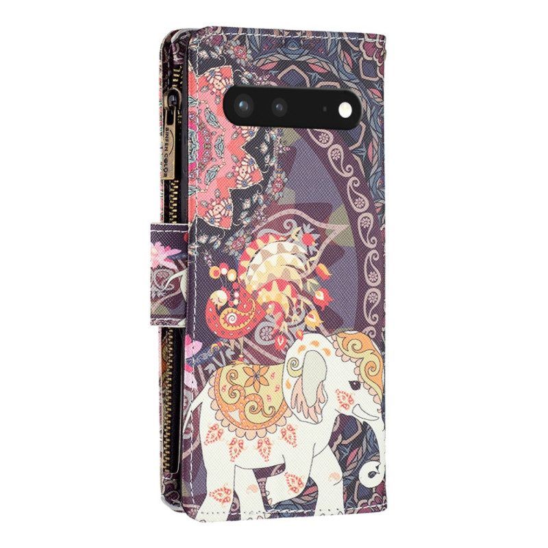 Leren Hoesje voor Google Pixel 7 Portemonnee Leren Olifant Portemonnee