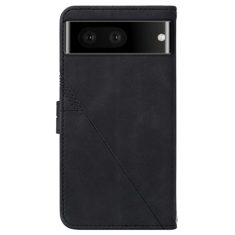 Leren Hoesje voor Google Pixel 7 Pro Driehoeken Met Schouderriem