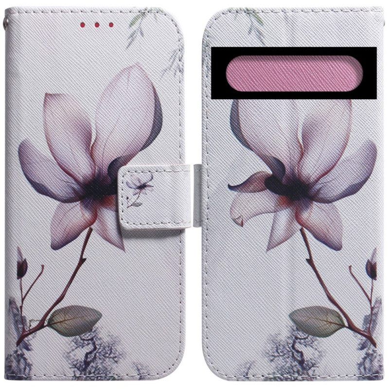 Leren Hoesje voor Google Pixel 7 Roze Bloem