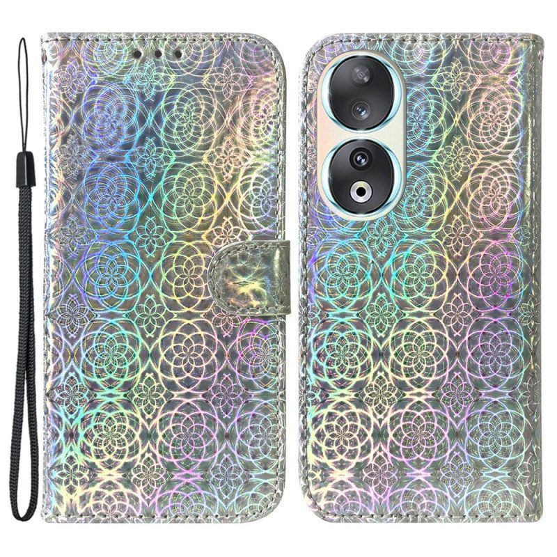 Leren Hoesje voor Honor 90 Met Ketting Disco Met Bandjes