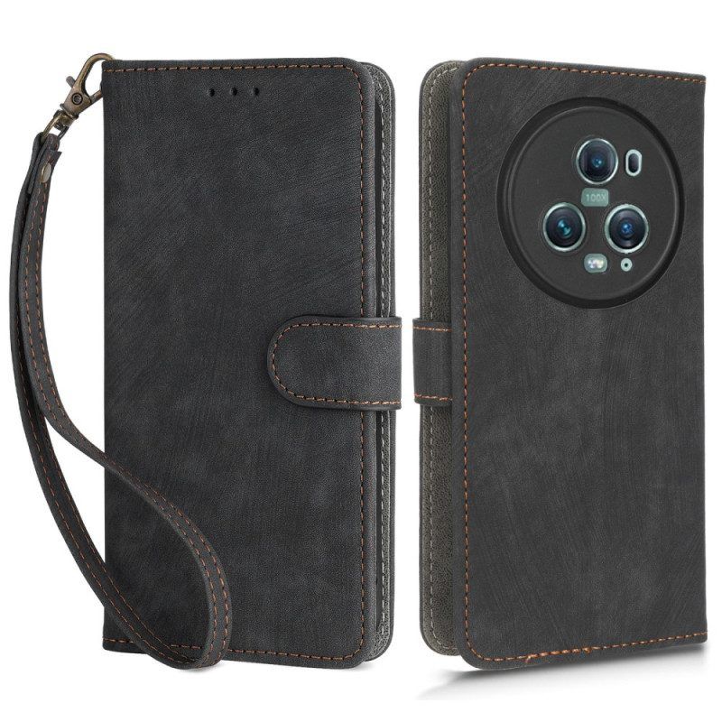 Leren Hoesje voor Honor Magic 5 Pro Kunstleer Rfid En Lanyard