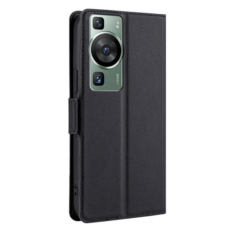 Leren Hoesje voor Huawei P60 Pro Ledereffect