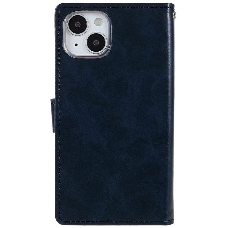 Leren Hoesje voor iPhone 14 Blauwe Maan Mercurius Goospery