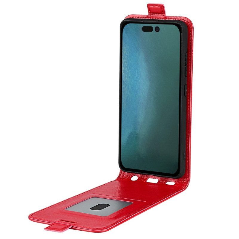 Leren Hoesje voor iPhone 14 Plus Folio-hoesje Retro Verticale Klep