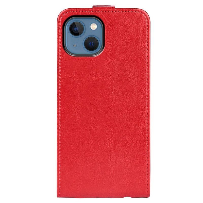 Leren Hoesje voor iPhone 14 Plus Folio-hoesje Retro Verticale Klep