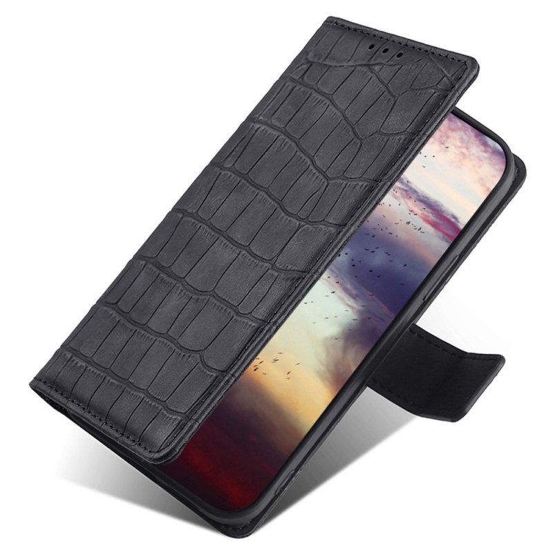 Leren Hoesje voor iPhone 14 Plus Krokodillenhuidstijl