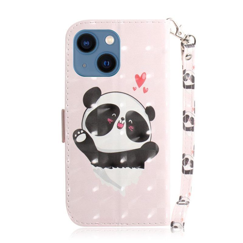 Leren Hoesje voor iPhone 14 Plus Met Ketting Strakke Panda