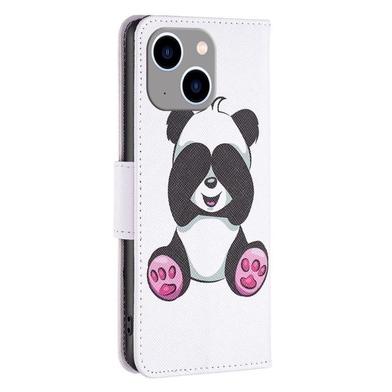 Leren Hoesje voor iPhone 14 Plus Panda-plezier