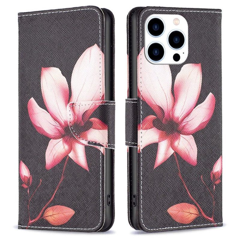 Leren Hoesje voor iPhone 14 Pro Bloem