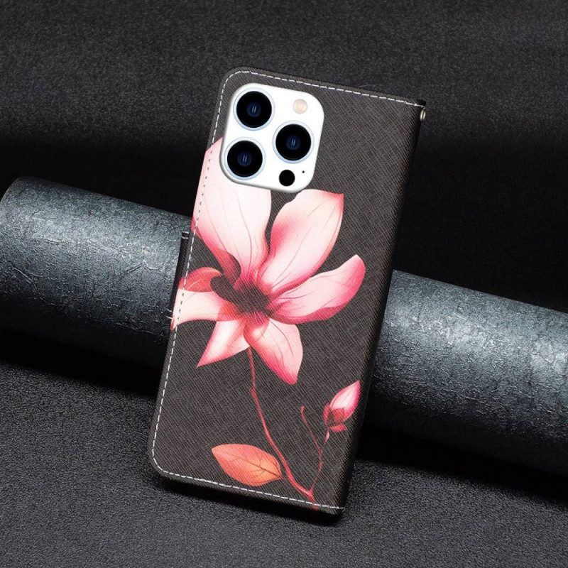 Leren Hoesje voor iPhone 14 Pro Bloem