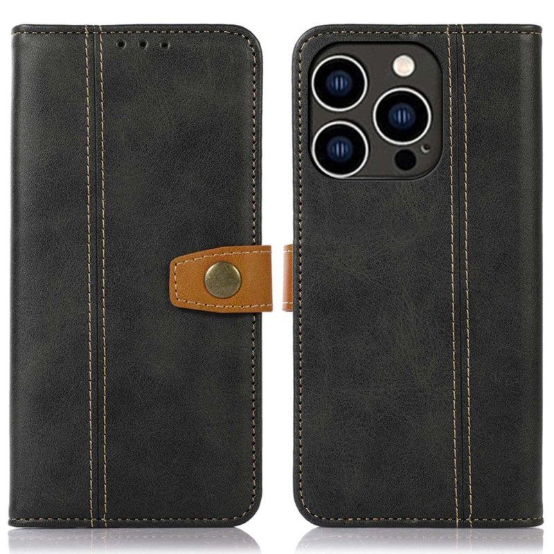 Leren Hoesje voor iPhone 14 Pro Geweven Band