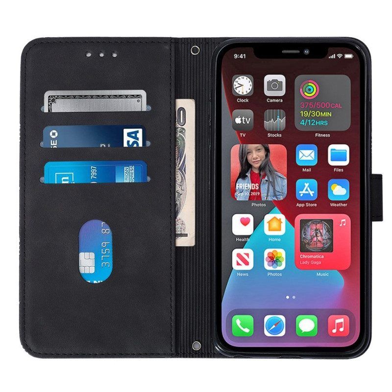 Leren Hoesje voor iPhone 14 Pro Met Ketting Riem Driehoeken