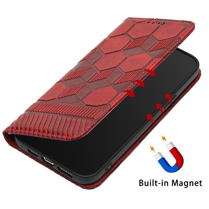 Leren Hoesje voor iPhone 14 Voetbal Bal Patroon