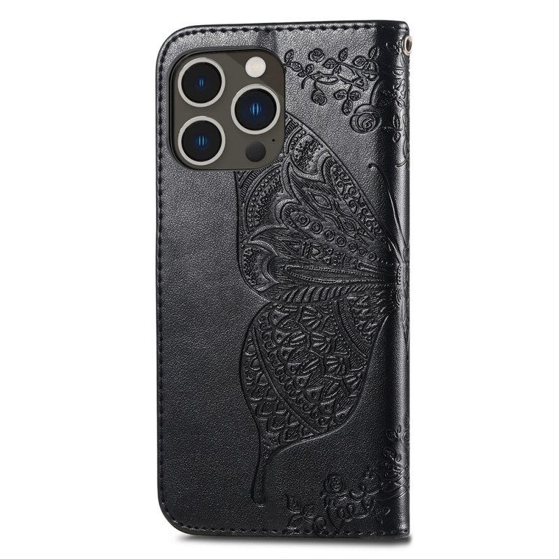 Leren Hoesje voor iPhone 15 Pro Barokvlinder