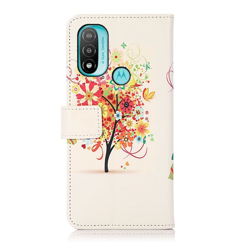 Leren Hoesje voor Moto E40 / E30 / E20 Bloeiende Boom