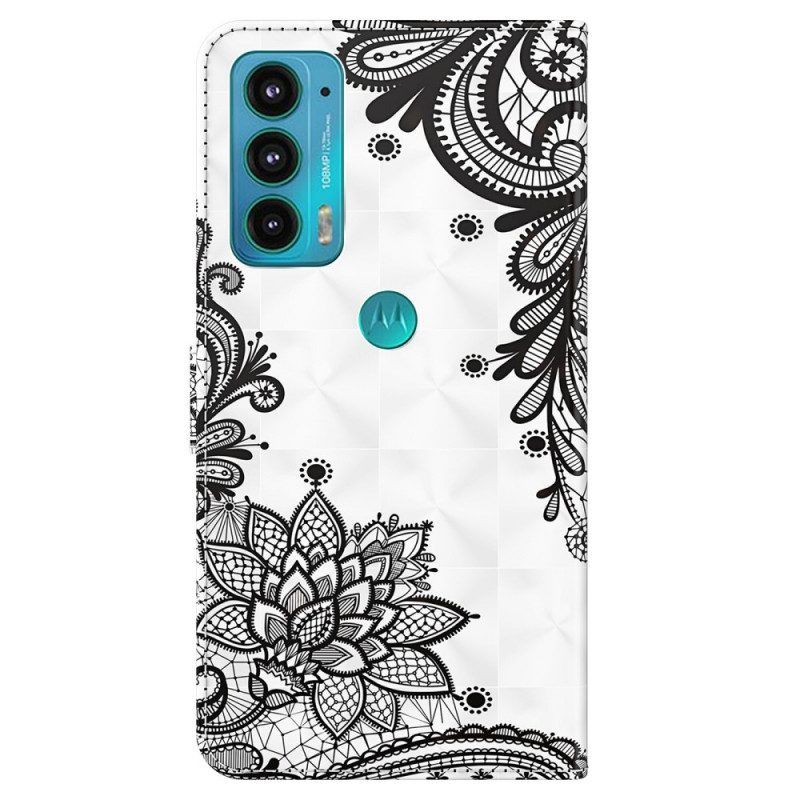 Leren Hoesje voor Moto E40 / E30 / E20 Chique Kant