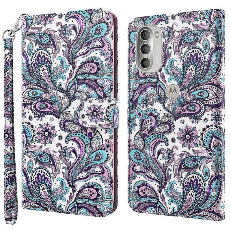 Leren Hoesje voor Moto G51 5G Paisley