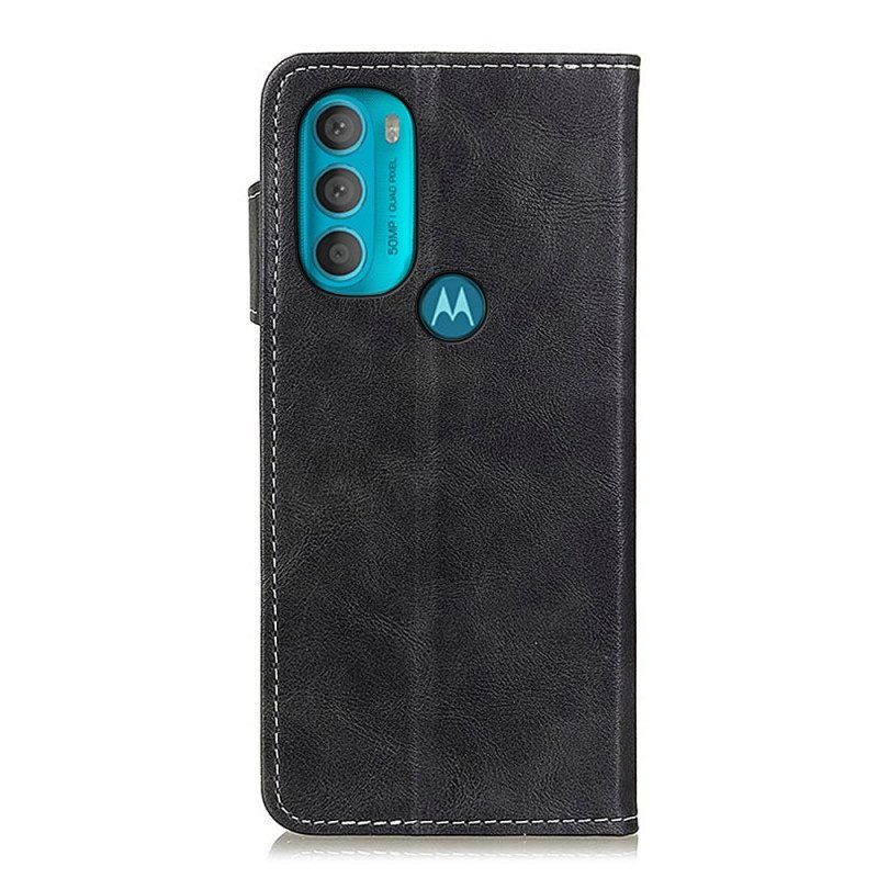 Leren Hoesje voor Moto G71 5G Artistieke Naaiknop