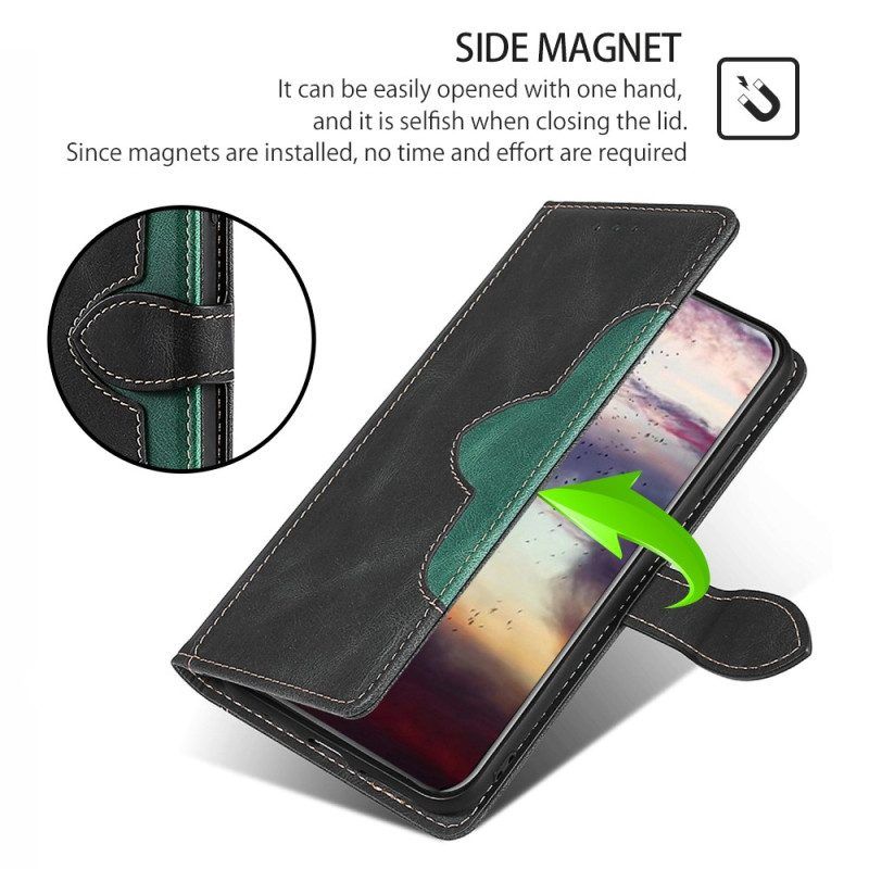 Leren Hoesje voor Moto G73 5G Imitatieleer Bicolor Stijlvol