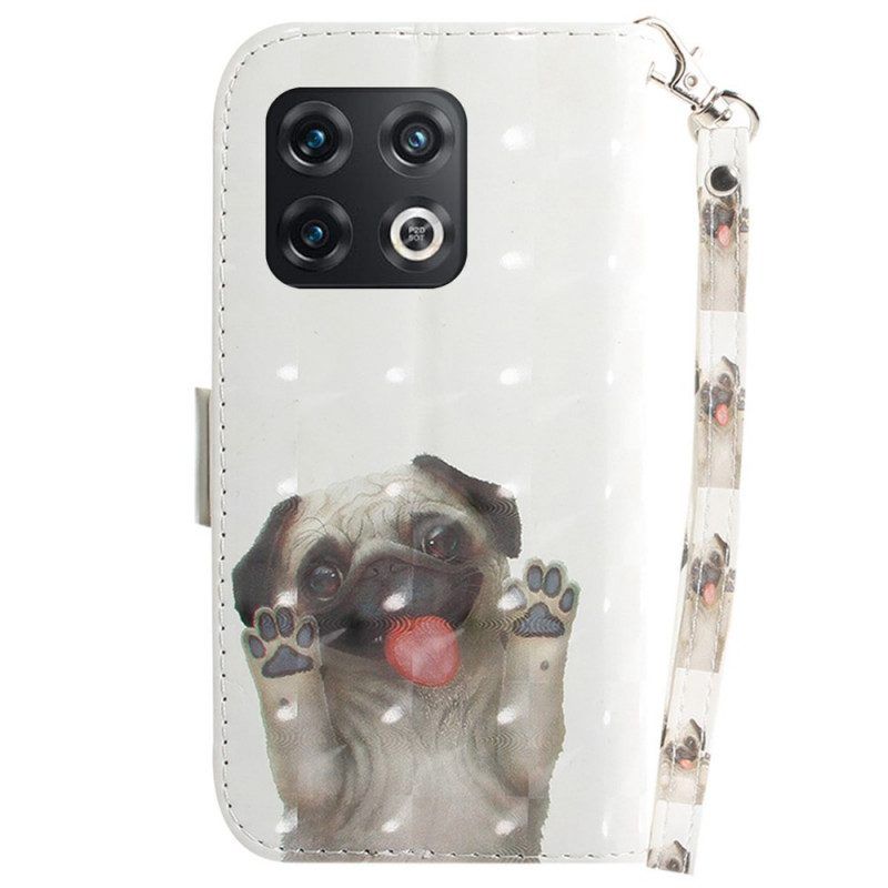 Leren Hoesje voor OnePlus 10 Pro 5G Met Ketting String Hond