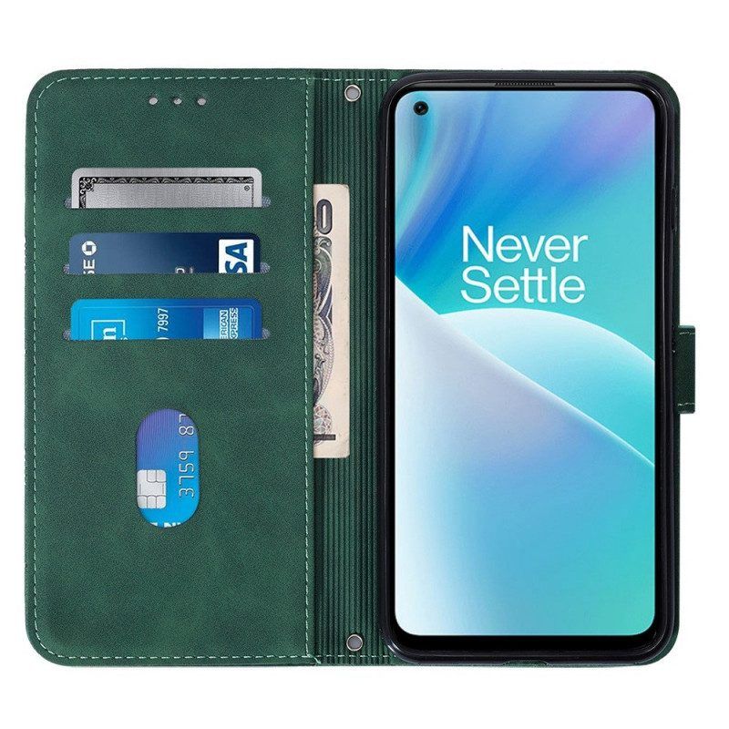 Leren Hoesje voor OnePlus Nord 2T 5G Driehoeken Met Lanyard